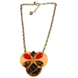 Kate Spade New York Garden Path Pansy Gold Tone Pendant Necklace 18.5" READ